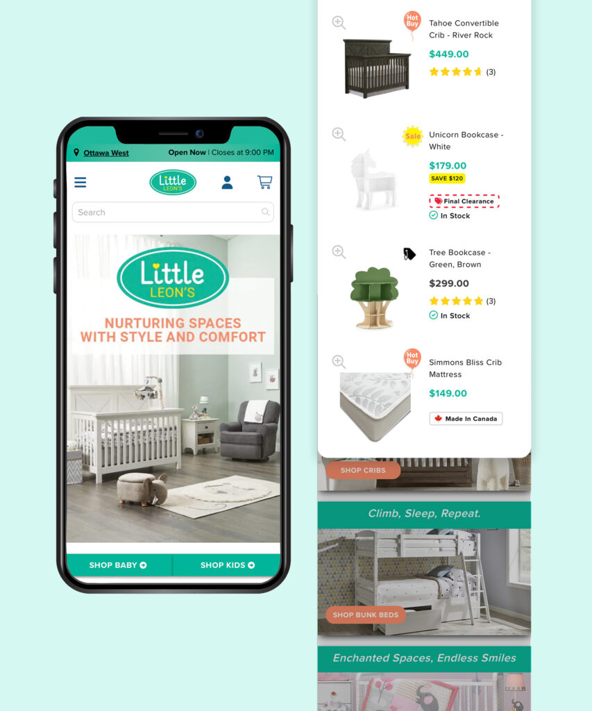 Little Leon's webpage on mobile screen